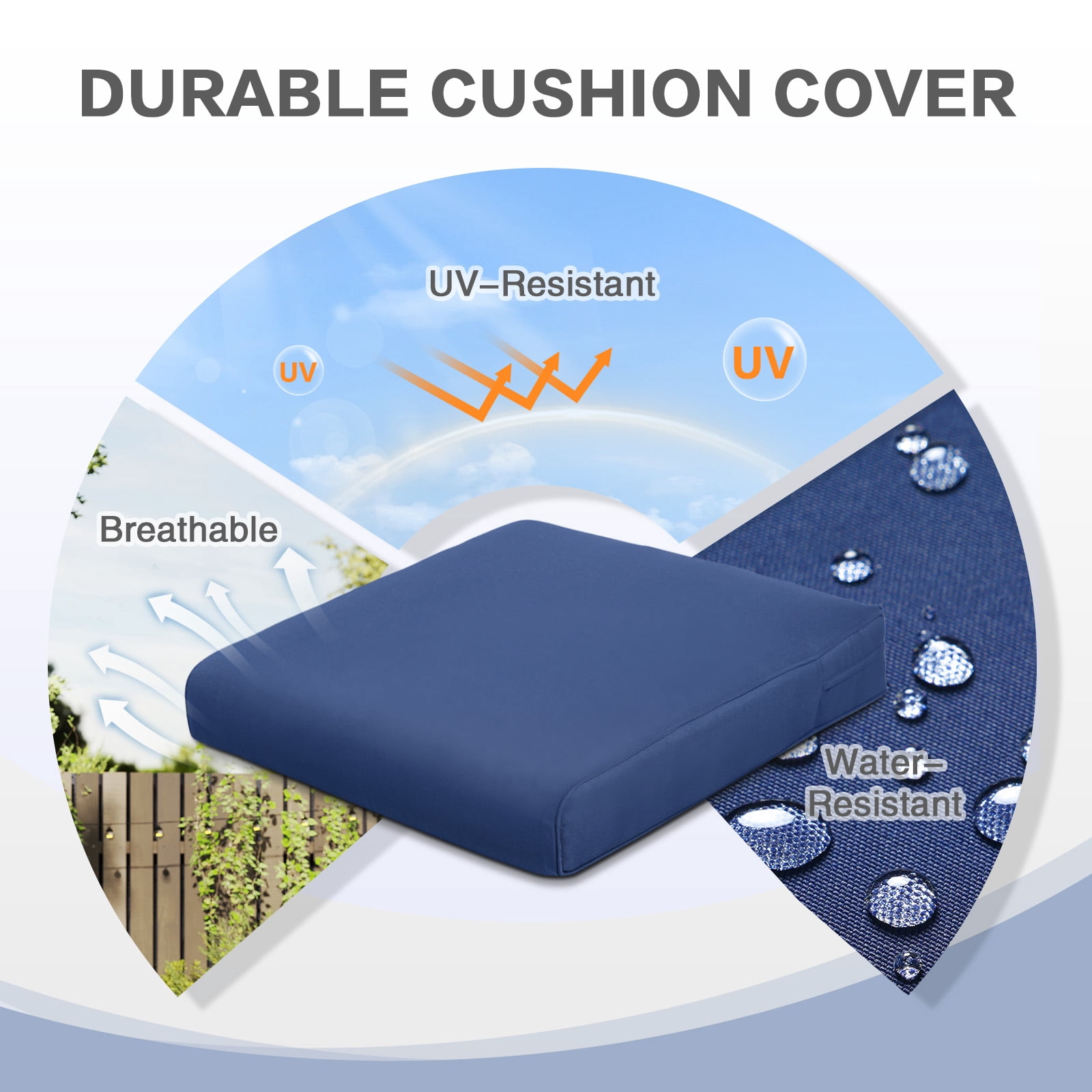 Aoodor Outdoor Seat Pads Chair Cushion W25''xD25''Soft,Fade-resistant Polyester,Removable Cover with Hidden Zipper,Adaptable Secure Ties,Set of 2 Available sizes suit your patio, garden, or terrace