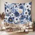 thumbnail image 2 of Blue Flower Large Tapestry for Bedroom Wall Hanging Tapestry, Vintage Ink Rose Floral Spring Botanical Ceiling Backdrop Tapestries Poster Blanket Wall Decor for Teens Room Living Room Dorm 100" x 59", 2 of 8