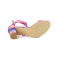 thumbnail image 5 of BLISSFUL STEP Women's Sandals Tie Dye Strappy Block Heels Lace up Sandals Pink 7, 5 of 7