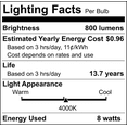 thumbnail image 3 of Satco S12526 LED T10 Light Bulbs 8W 120V 4000K E26 Medium Base Dimmable (6 Pack), 3 of 12