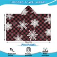 thumbnail image 2 of Red and Black Checkered Christmas Snowflake Pattern Hooded Bath Towel，60"x35" for Ages 3 To 12 Kids, Quick Dry Lightweight Soft Microfiber Hood Beach Towel Cover Up for Kids, 2 of 7
