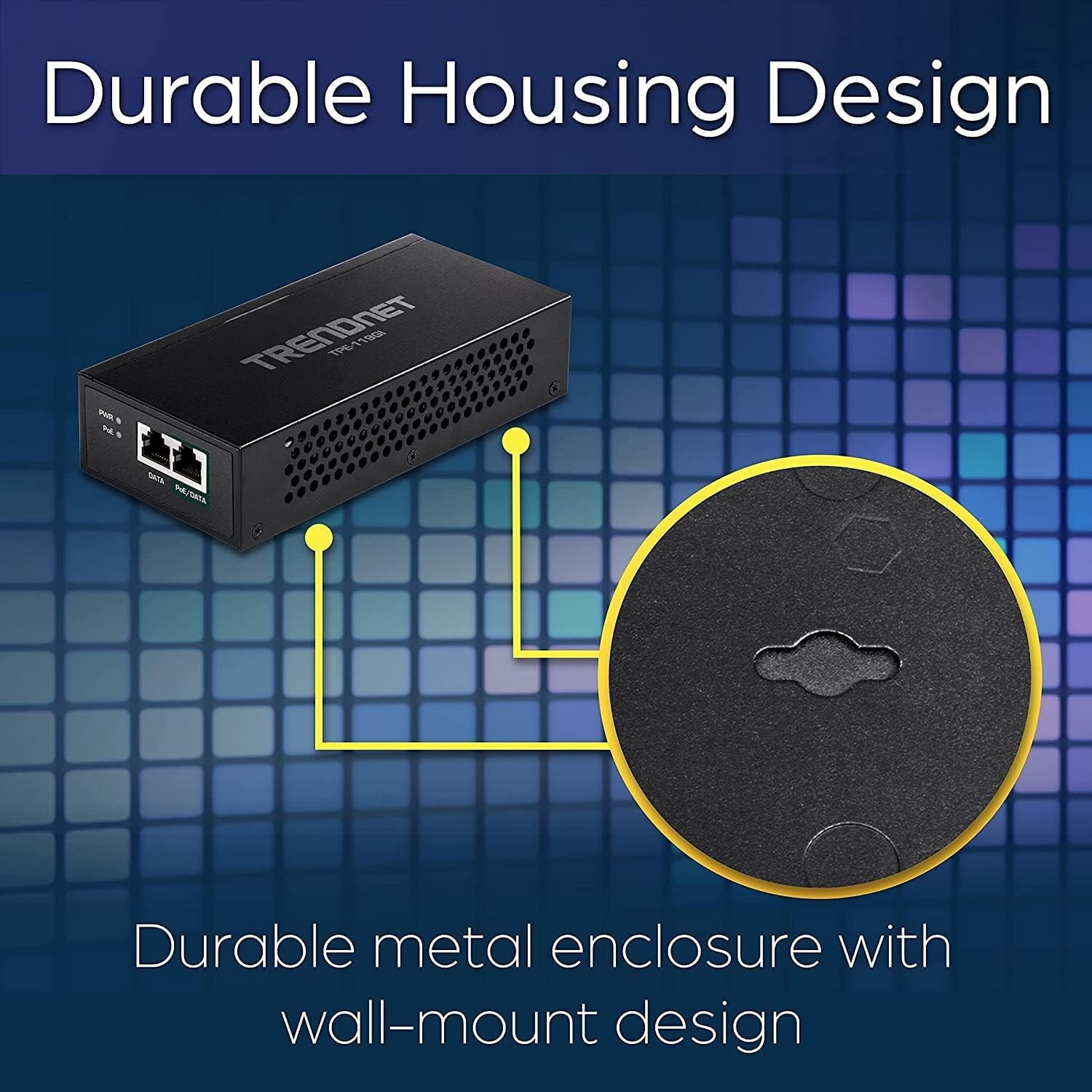 TRENDnet TPE-119GI Gigabit PoE Injector, 95W PoE++ Injector with 802.3bt Auto-Sensing and 100 m Range