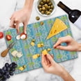 thumbnail image 4 of Pastel Cutting Board, Abstract Spring Season Themed Graphic Daisies on Vertical Stripes Soft Modern, Decorative Tempered Glass Cutting and Serving Board, Large Size, Multicolor, by Ambesonne, 4 of 5