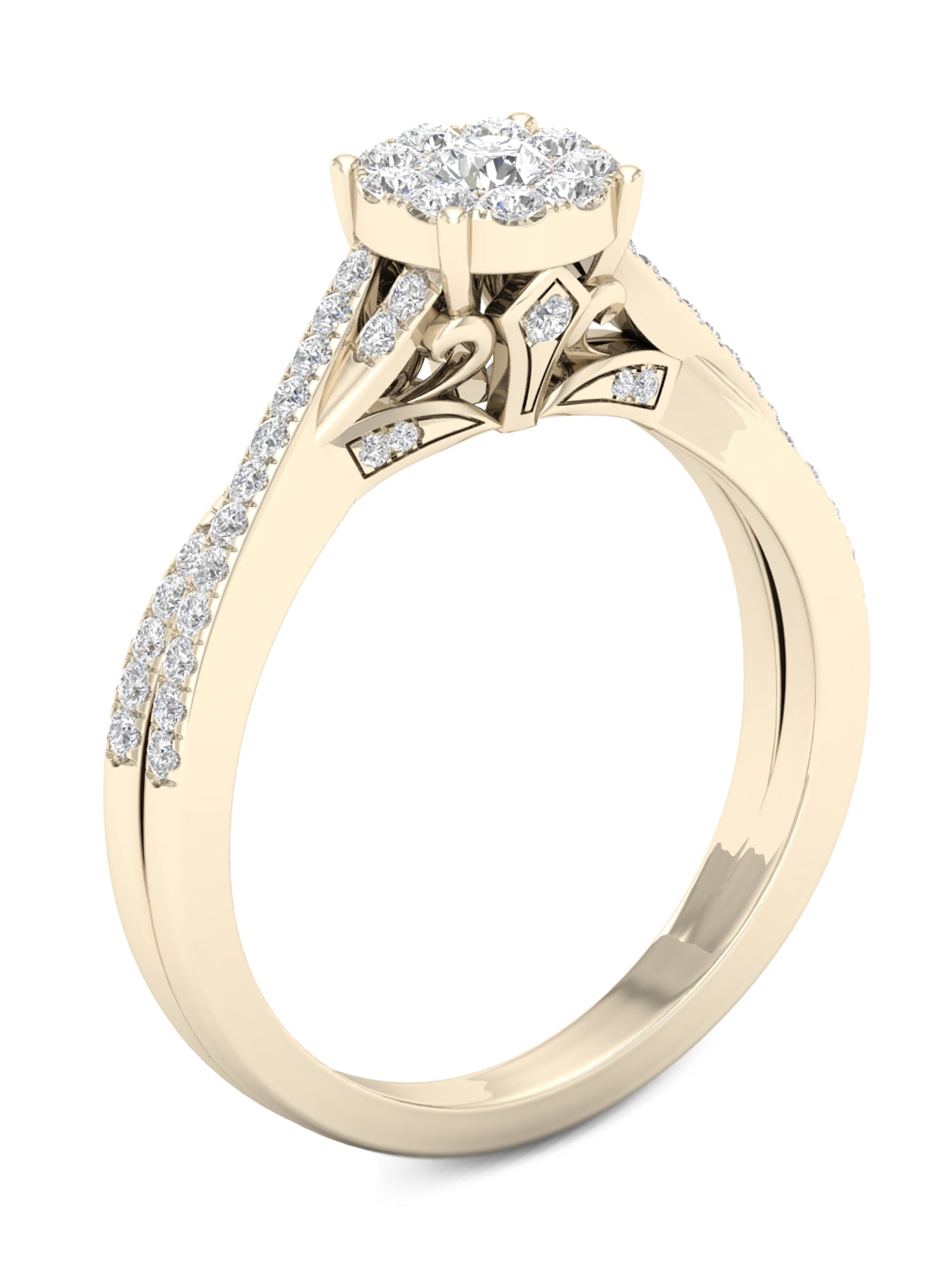 1/2 Carat T.W. Diamond 10kt Yellow Gold Criss Cross Engagement Ring