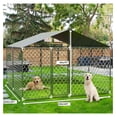 thumbnail image 5 of JTAOT 10x10 Outdoor Dog Kennel Heavy Duty Outdoor Fence Dog Run, Anti-Rust Dog Cage with Waterproof UV-Resistant Cover and Updated Secure Lock(120"x120"x84"), 5 of 6