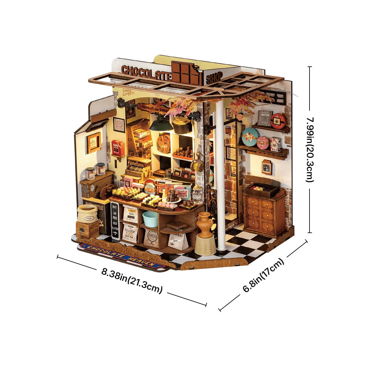 Rolife Henry's Chocolate DIY Miniature House Craft Kit, Wooden Puzzle Assembly Set for Adults & Kids Gifts