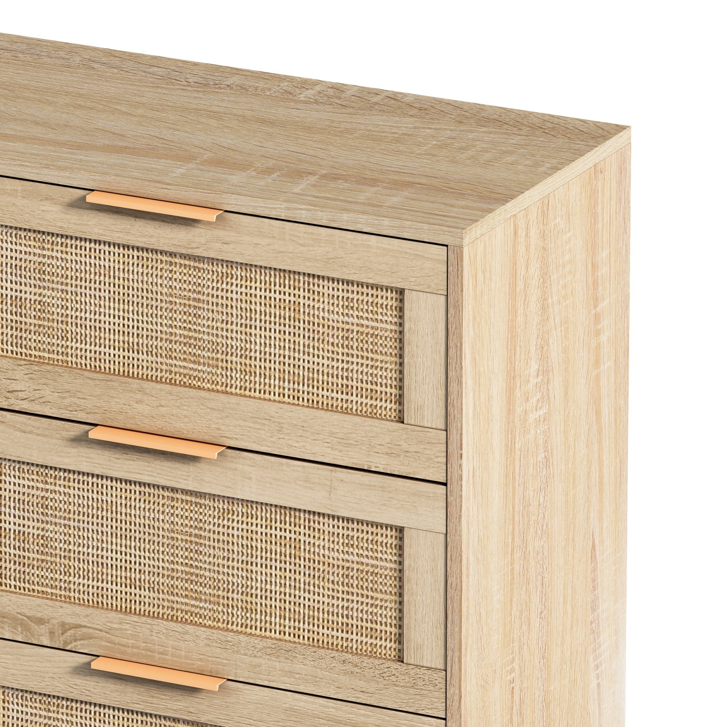 Kadyn 43.31"H 6-Drawers Rattan Storage Cabinet, Chest of Drawers for Bedroom, Natural Nursery Dresser