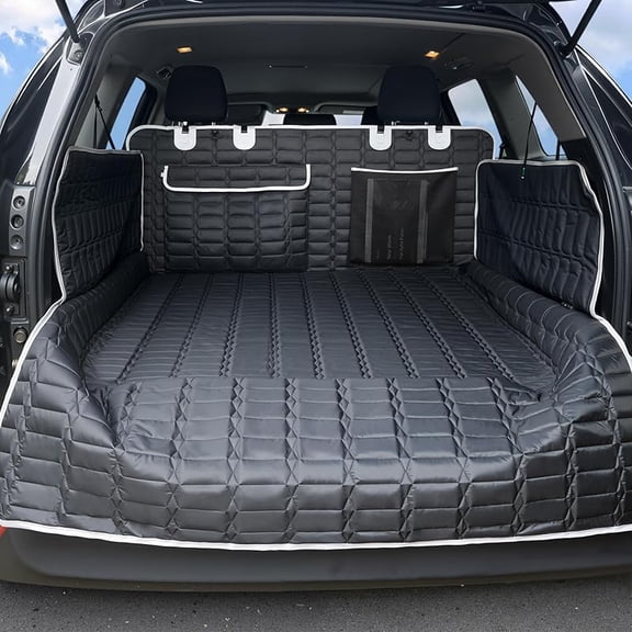 MY SUV Cargo Liner for Dogs, Waterproof Dog Trunk Cover with Bumper Flap Protector, Pet Cargo Mat for SUVs Sedans Vans, Non-Slip Scratchproof Dog Seat Cover, Large Size Universal Fit