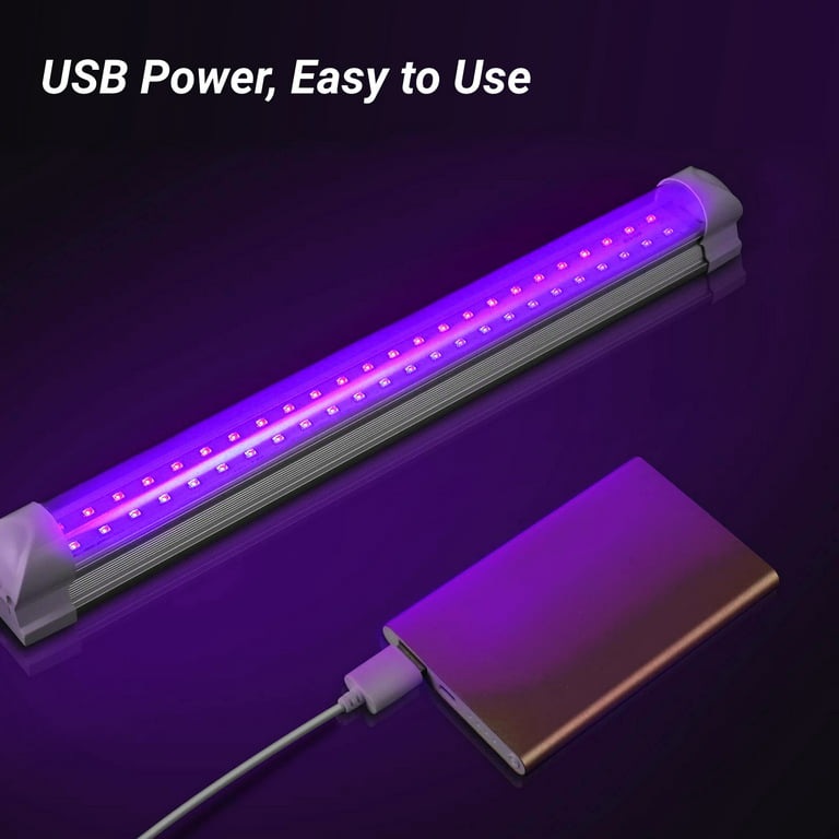2 Barres de Lumière Noire 10W, Tube UV LED, Lampe Violette Portable, 5V USB  Alim