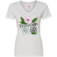 thumbnail image 3 of Inktastic Mississippi Girl Magnolia Flowers and Leaves Women's V-Neck T-Shirt, 3 of 5