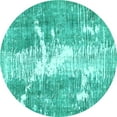 thumbnail image 1 of Ahgly Company Machine Washable Indoor Round Abstract Turquoise Blue Modern Area Rugs, 6' Round, 1 of 4