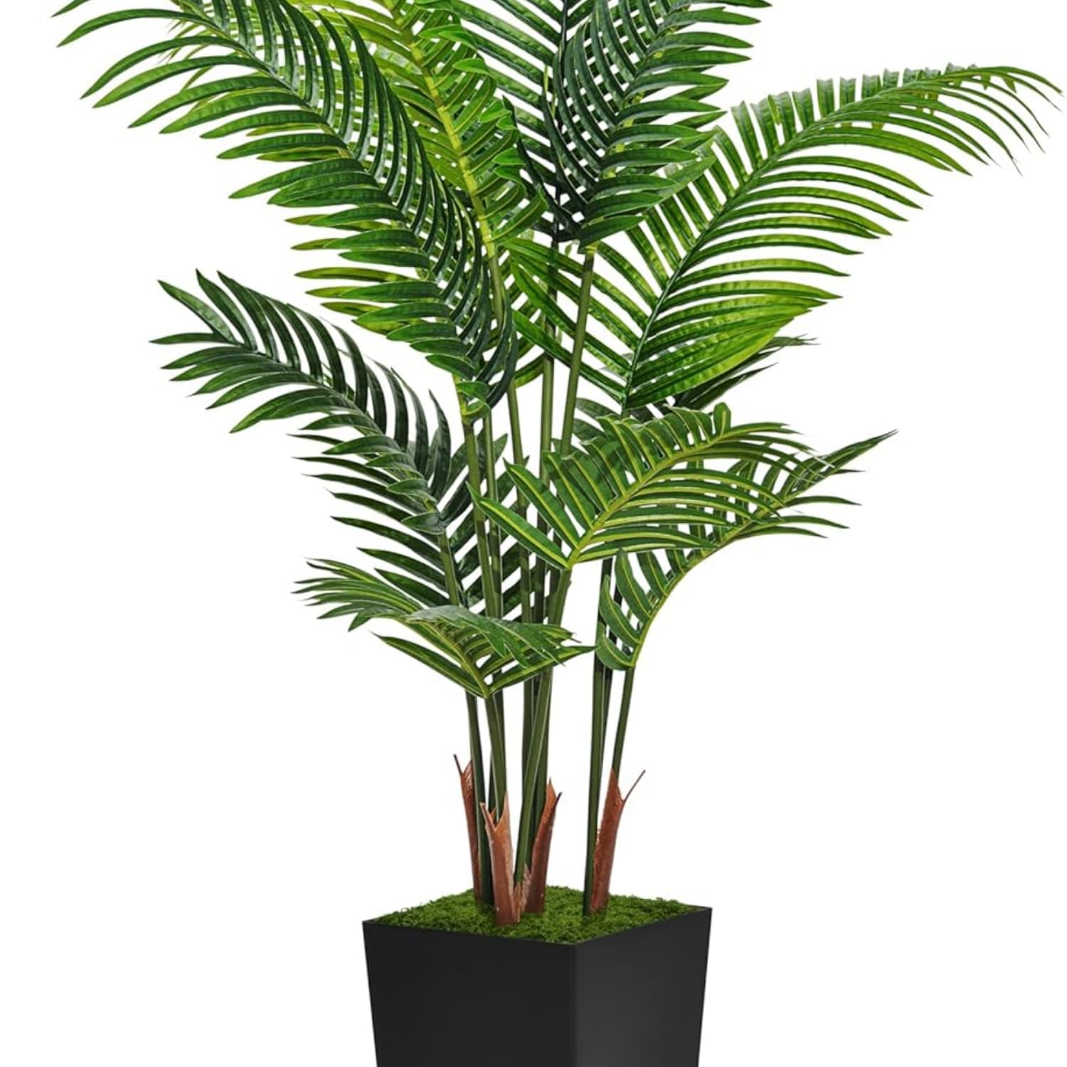 Artificial Palm Tree 5FT - Fake Tree with Black Tall Planter - Faux Tropical Areca Floor Plant in Pot - Artificial Silk Plant for Home Office Living Room Decor Indoor
