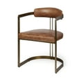 thumbnail image 2 of Mercana Hoskins I Brown Leather Seat Gold Iron Frame Dining Chair, 2 of 9