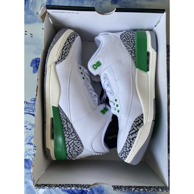 Ni - ke Ni - ke Air Jordan 3 Retro Lucky Green White Grey Size 12W Men’s 10.5 (CK9246-136)