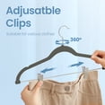 thumbnail image 3 of LEDREM 30-Pack Velvet Pants and Skirt Hangers with Adjustable Clips, Non-Slip Heavy-Duty Slim Coat Hangers, Space-Saving Closet Organizer, Gray, 3 of 5