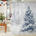 thumbnail image 6 of Christmas Tree Shower Curtains for Bathroom, Winter Snowflakes Blue Abstract Art Decoration Waterproof Fabric Shower Curtain for Bathroom Bathtub Decoration, Machine Washable, 36"x72", 6 of 9