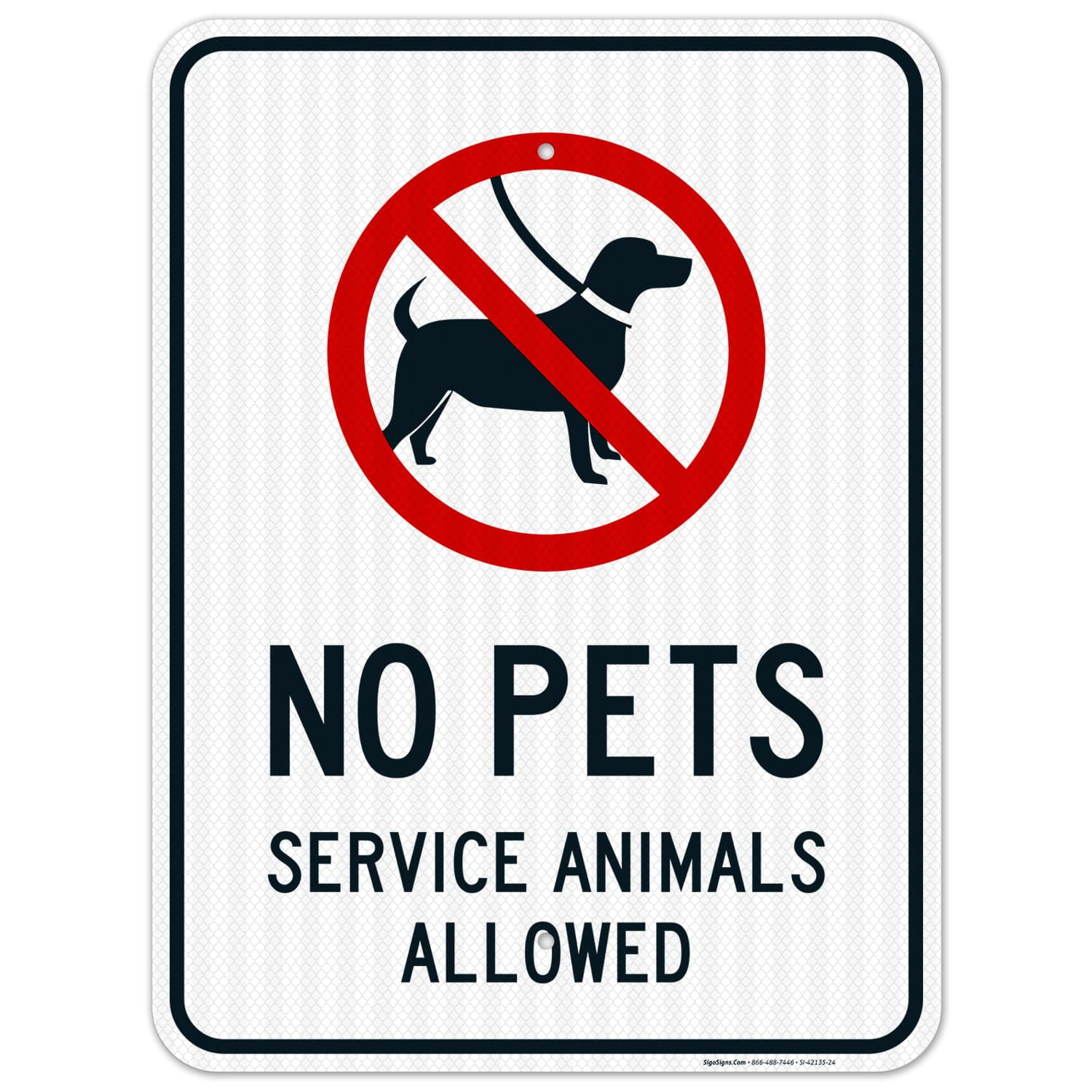 No Pets Allowed Sign, Service Animals Allowed Sign,