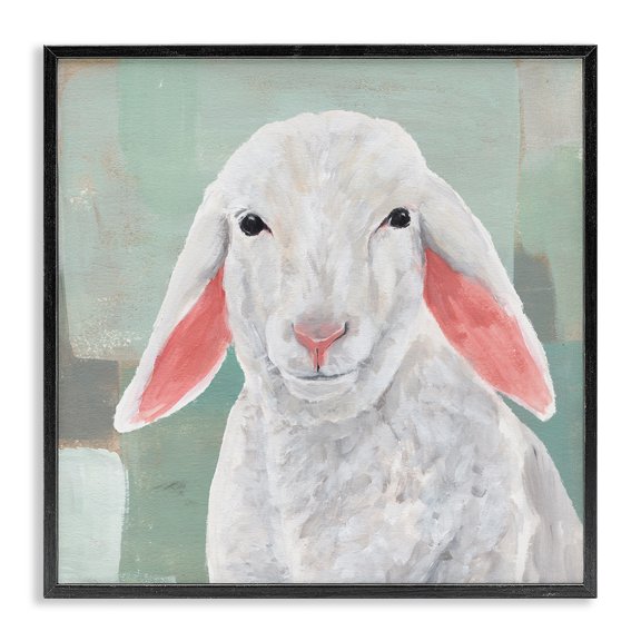 Stupell Industries Rustic Lodge Happy Sheep Portrait Black Framed Giclee Art, 12 x 12, by Annie Warren