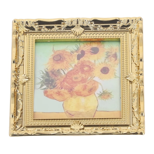 1:12 Miniaturas Arte Pintura Hecha a Mano Exquisito Marco Dorado Acrílico Casa de Muñecas Pintura Al óleo para Niñas Niños ANGGREK Otros