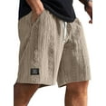 thumbnail image 5 of Men's Textured Knit Casual Shorts - Adjustable Drawstring Waist, Breathable Cotton-Blend Fabric, Elastic Cuff Hem & 2 Side Pockets - All-Day Comfort for Summer Lounging, Outdoor Errands, 5 of 6