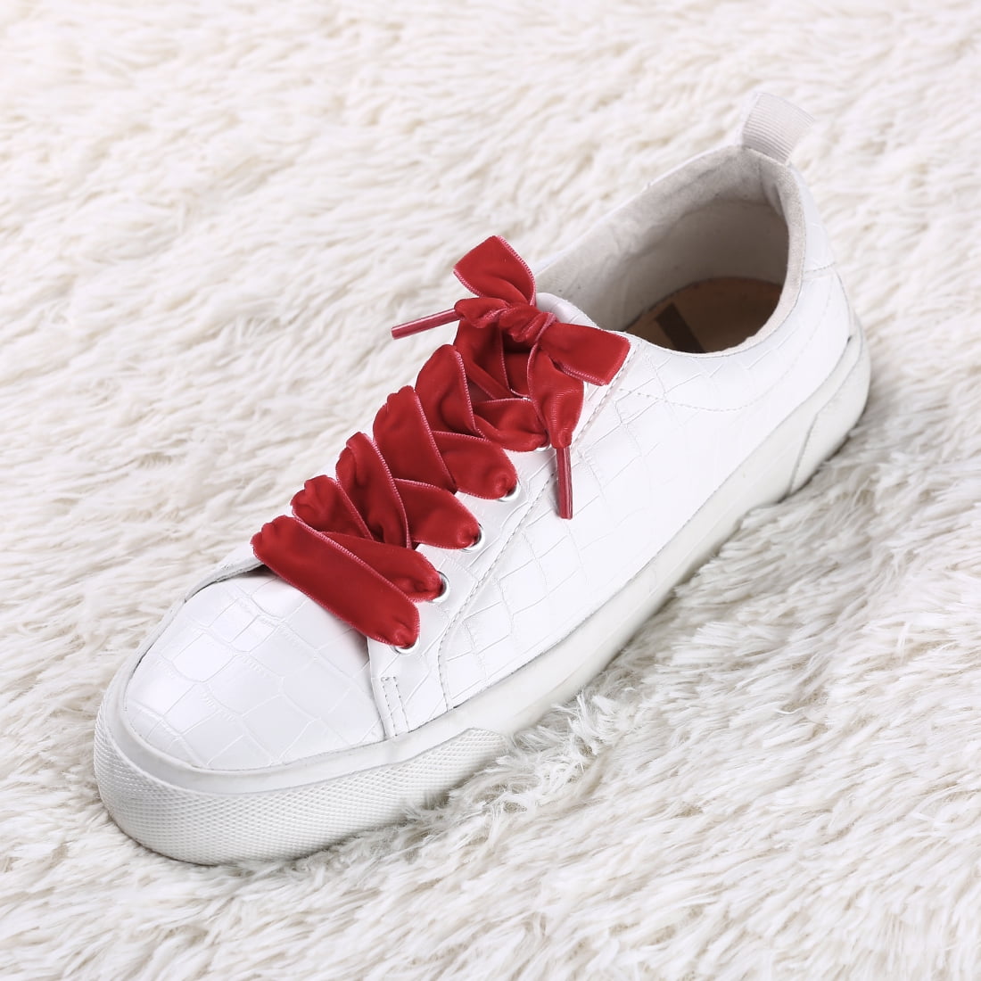 red ribbon shoe laces
