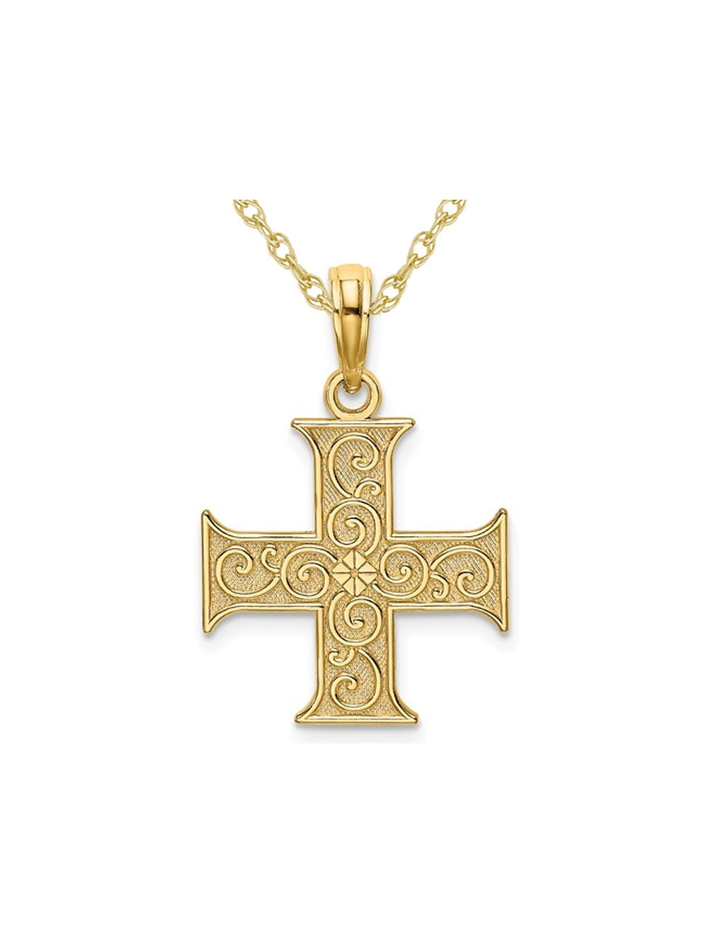 Gem And Harmony Greek Cross Pendant Necklace in 14K Yellow Gold with