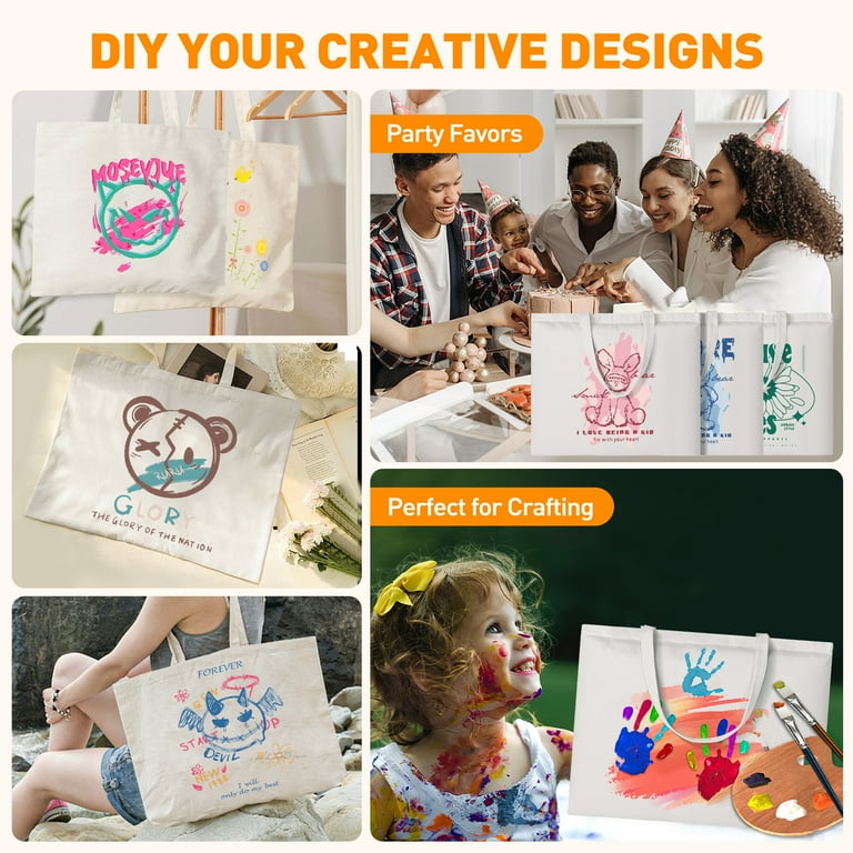 10oz Canvas Tote Bag With Zipper - 18.5"x15"x4.7", Lightweight Reusable Grocery Bag, DIY Blank Bag With Inner Pocket (Pink)