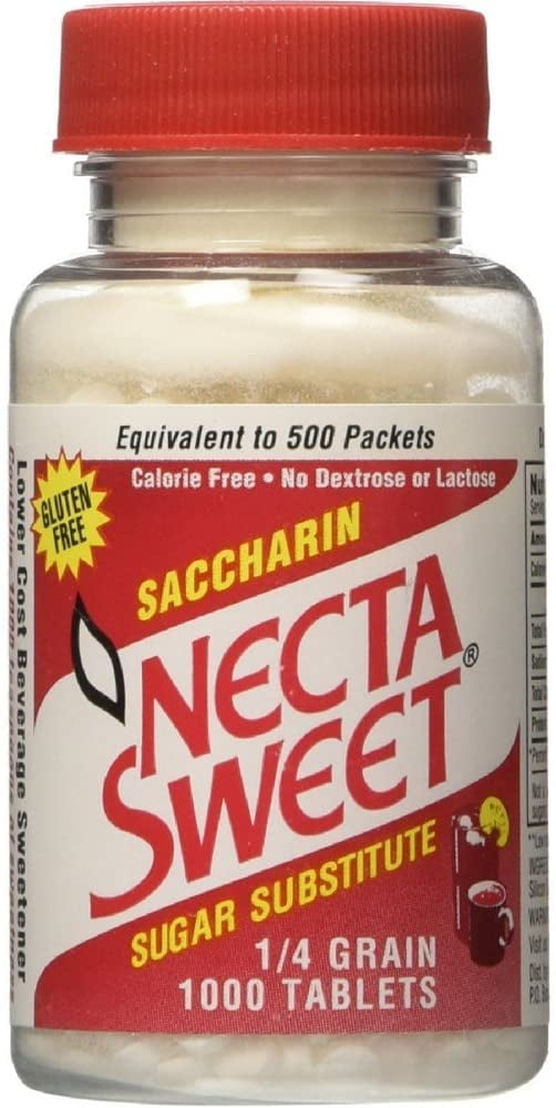 Necta Sweet Saccharin Sugar Substitute Tablets, Gluten Free, 1/4 Grain