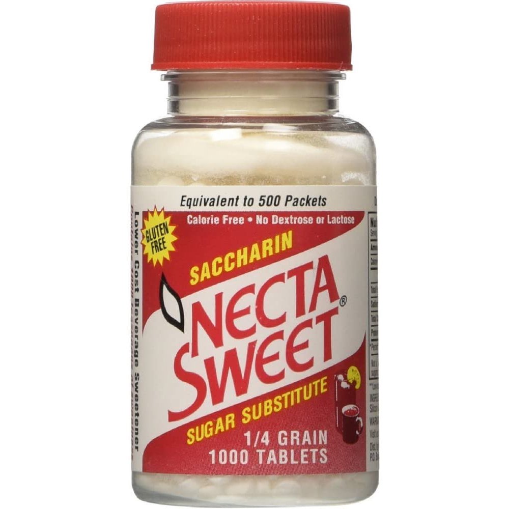 Necta Sweet Saccharin Sugar Substitute Tablets, Gluten Free, 1/4 Grain