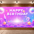 thumbnail image 6 of Disco Theme Banner Glittery Design Birthday Party Display Pink Purple Color Star Pattern Celebration Backdrop for Birthday Celebration Disco Party Photo Shoot, 6 of 9