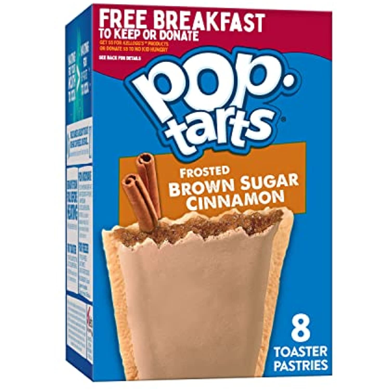 Pop-Tarts Toaster Pastries, Breakfast Foods, Baked In The Usa, Frosted Brown Sugar Cinnamon, 13.5Oz Box (8 Toaster Pastries)