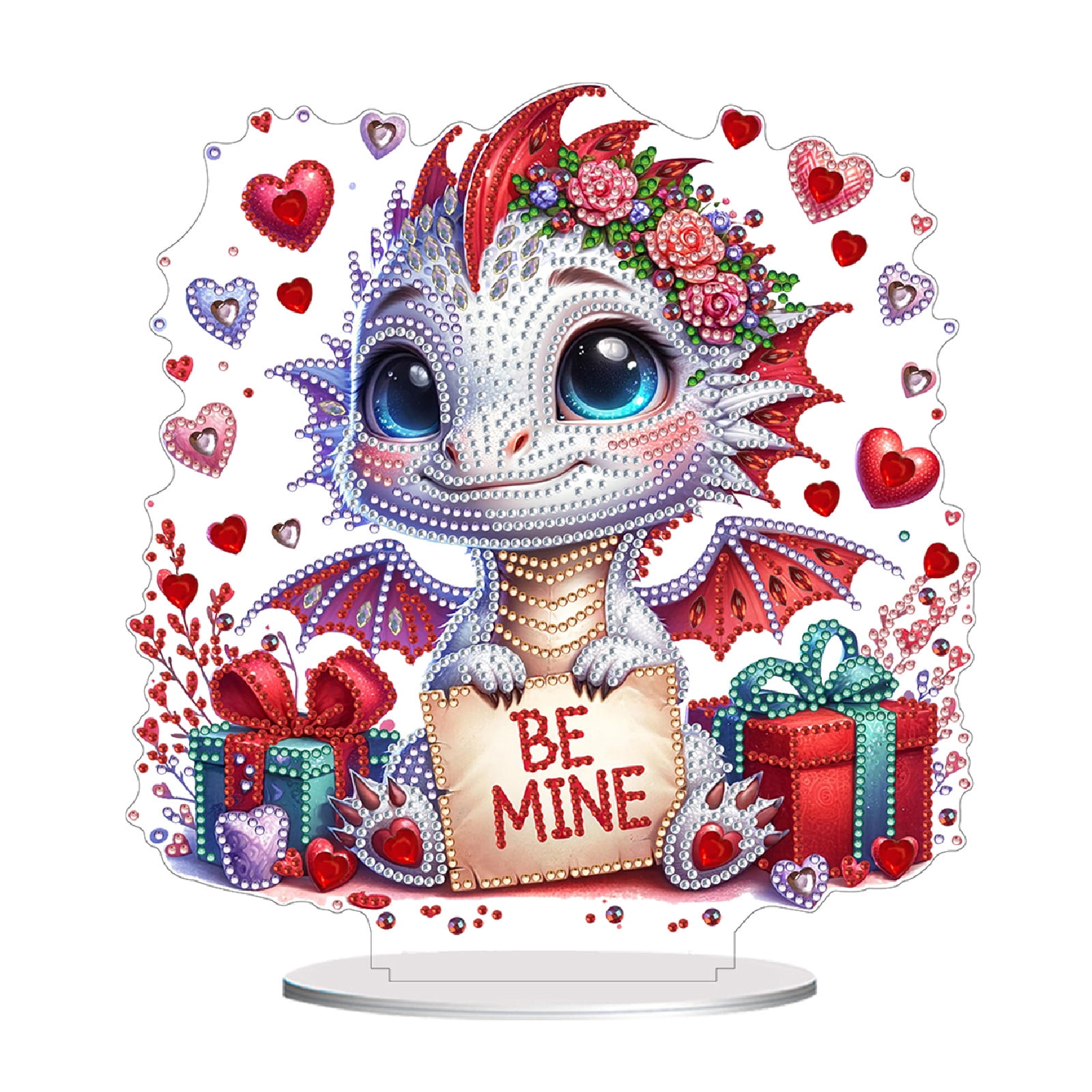 Flopesn Romantic Animal DIY Diamond Art Painting Decorative Ornament, Valentine's Day Gift Creative Design Pet Home Decor (Double-Sided Pattern, Single-Sided Diamonds)-2PCS-A