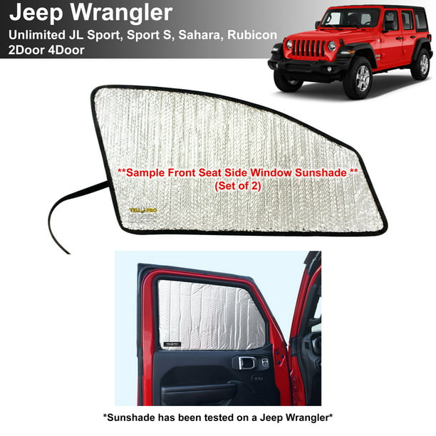 Side Window Front Row Sunshades for 2018-2022 Jeep Wrangler Unlimited JL 2  Door 4 Door (2pcs) 