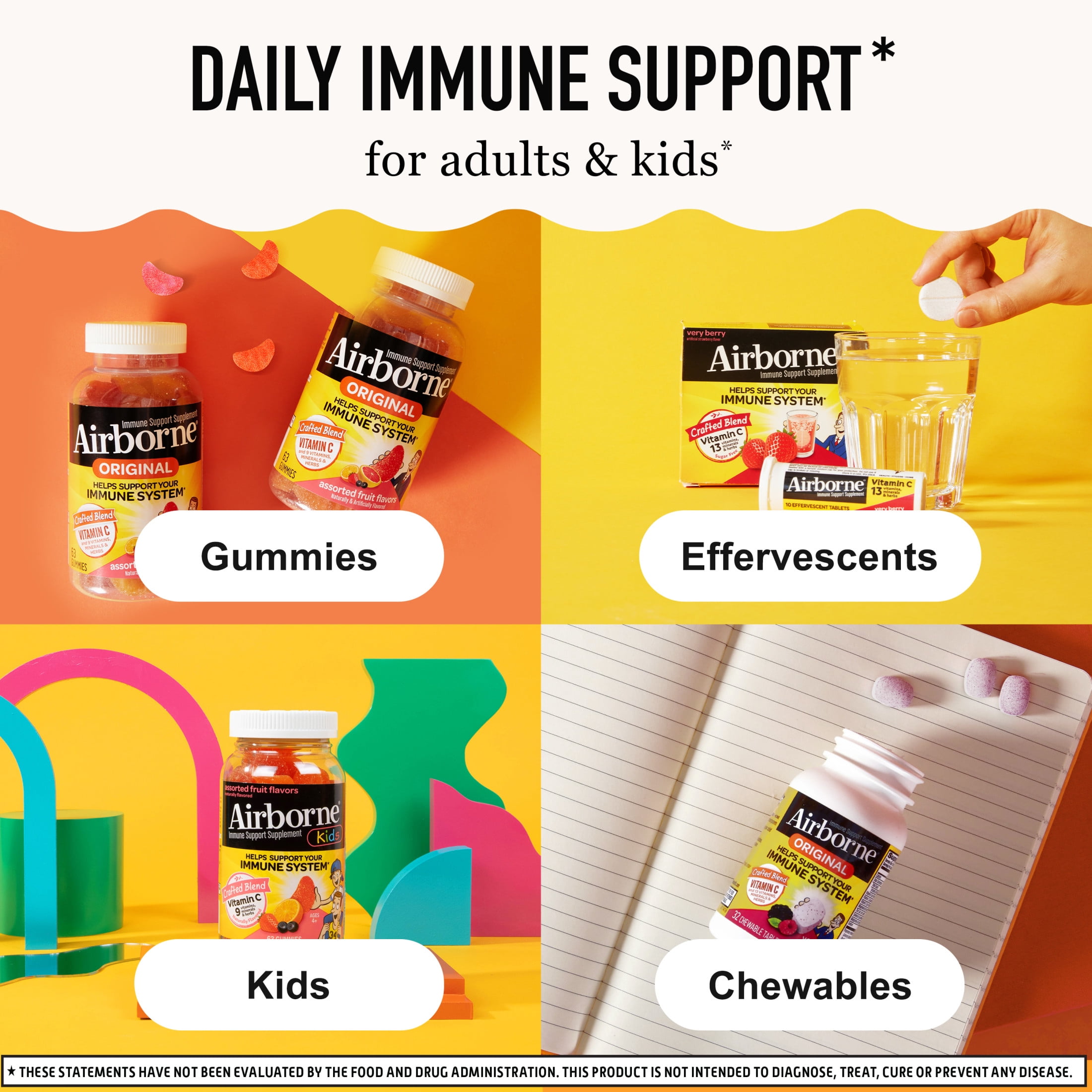 Airborne Vitamin C & Zinc Immune Support Gummies, Multivitamin Supplement, Elderberry Flavor, 36 ct