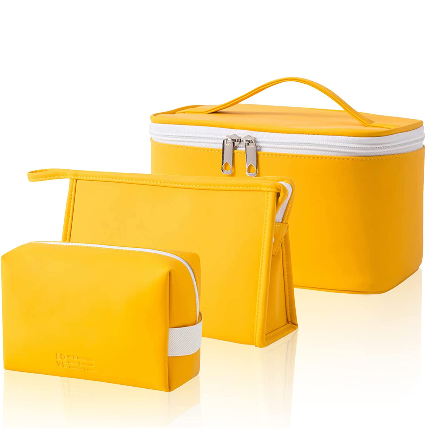 Portable Leather Cosmetic Bags,3 Pack Large Travel Cosmetic Bag