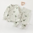 thumbnail image 2 of KPOPLK Toddler Boys Pajamas Cotton Sleepwear Pjs Sets Long Sleeve Tie Side Top and Warm Pant Nightwear Jammies,Size 9-12 Months, 2 of 9