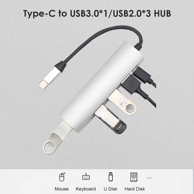 HUB USB portátil Divisor para PC Computadora Teléfono USB3.0 3 USB2.0 Tipo-C Adaptador Ndcxsfigh Para estrenar