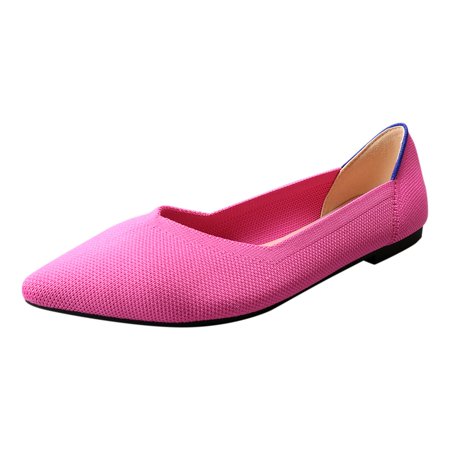 

Cathalem Women Flying Knitted Single Shoes Doudou Knitted Flat Shoes Large Size Pointed Toe Scoop Shoes Hot Pink 40