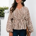 thumbnail image 6 of Womens Fall Tunic Tops Henley V Neck Lantern Long Sleeve Blouses Trendy Printed Button Drawstring Tshirts for Leggings, 6 of 7