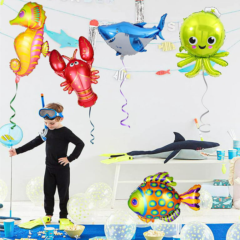 6pcs Ocean Animals Foil Balloon Mini Seahorse/Shark/Octopus