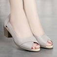 thumbnail image 2 of OAVQHLG3B Sandals for Women Clearance Women's Shoes Casual Slip-on Fashion Wear-resistant Anti-skid Thick Mid Heel Peep Toe Sandals, 2 of 8