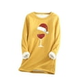 thumbnail image 2 of Tenues d'Hiver pour Femmes et Mode Décontractée d'Hiver, sous-Couche Chaude en Peluche, Imprimé de Noël, Manches Longues, Col Rond, Hauts à Capuche pour Femmes en Liquidation, 2 of 6