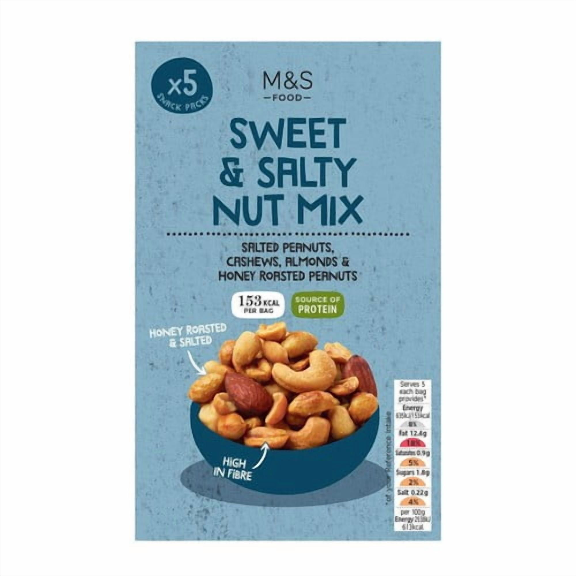M&S Sweet & Salty Nut Mix 5 x 25g, British Import (Pack of 2)