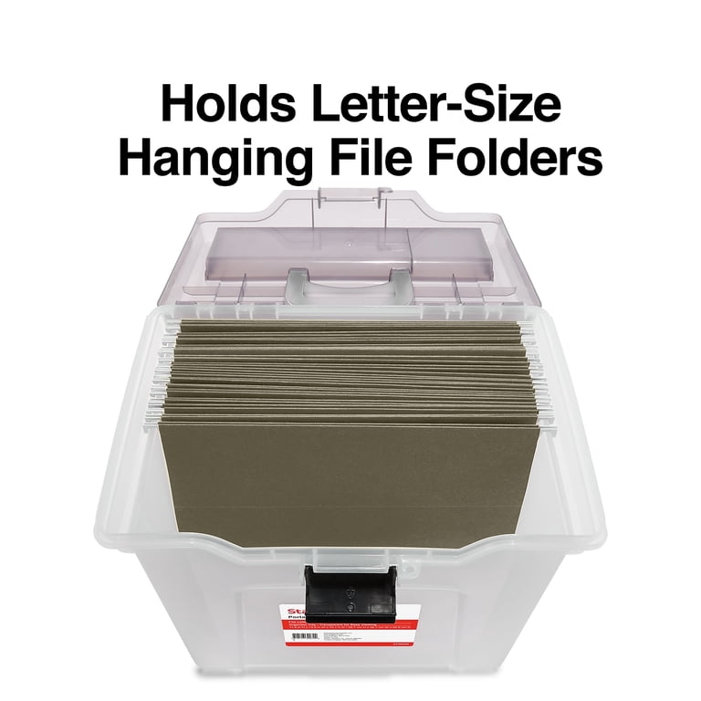 Staples, File Box, 140165/111112, Portable Tote Letter Size Clear