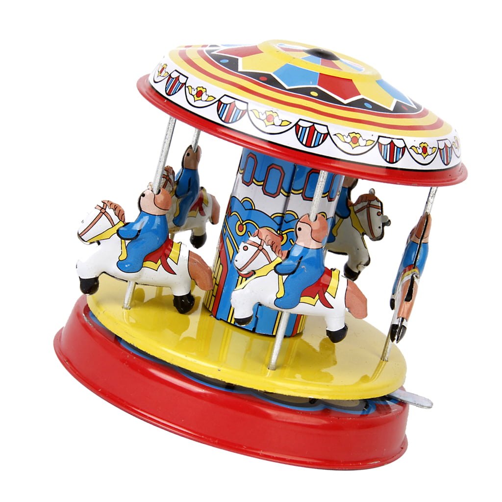 vintage style Tin Toy Carousel Merry Go Model Adult Collectibles Gift 