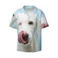 thumbnail image 2 of Lsque Puppy Licks Nose print Men's Cuban Collar Short Sleeve Shirt Summer Beachwear Casual Button Down Fashionable Vacation Leisure Shirt-4X-Large, 2 of 7