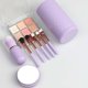 thumbnail image 4 of Juego de brochas de maquillaje de viaje portátiles 6 en 1, kit de 6 brochas cosméticas pequeñas y fáciles de llevar con soporte y espejo (morado), 4 of 4