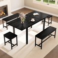 thumbnail image 2 of Kojooin 5-Piece Extendable Dining Table Set for 4-8 People, 63 Inch Kitchen Table with 2 Benches and 2 Stools, Space Saving Modern Dining Room Furniture, Easy Assembly, 2 of 9