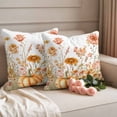 thumbnail image 2 of Fall Botanical Outdoor Waterproof Pillow Covers, Pumpkins Floral Autumn Farmhouse Decorative Square Throw Pillowcase Sofa Cushion Sham for Patio/Couch/Chair, 20"x20" 2 Pack, 2 of 8