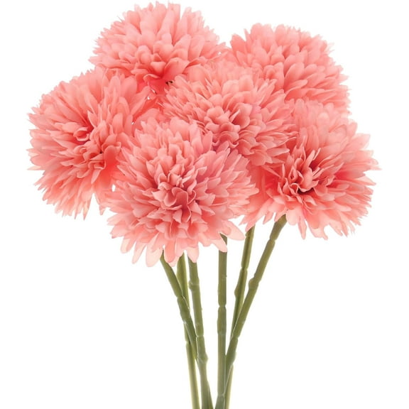 6/12-Pack Artificial Chrysanthemum Ball Flowers, 11 Inch Faux Chrysanthemum Silk Bouquets Real Touch Faux Flowers for Home/Wedding/Christmas/Party[Silver]